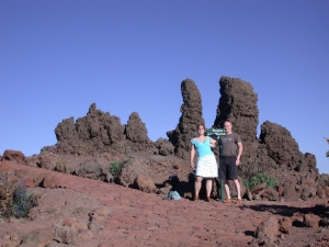 bovenop de Roque de los Muchachos begint een wandelroute